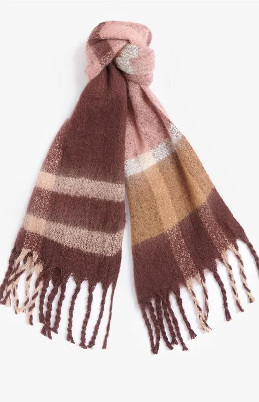 Barbour Isla Tartan Boucle Sjaal Chocolate Tartan