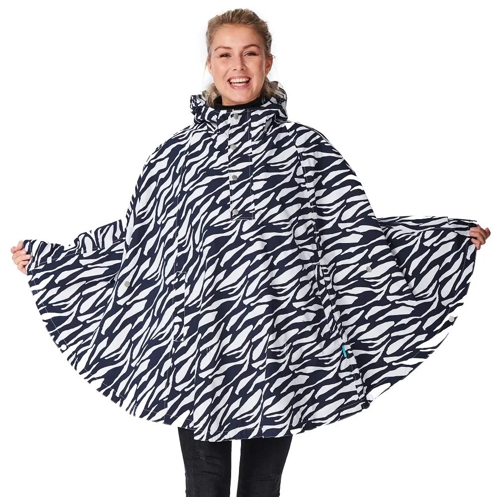 Poncho Happy Rainy Days Poncho Cape Marit Zebra Midnight Off White