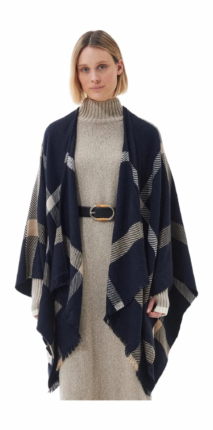 Sjaal Barbour Women Blair Windowpane Serape Midnight